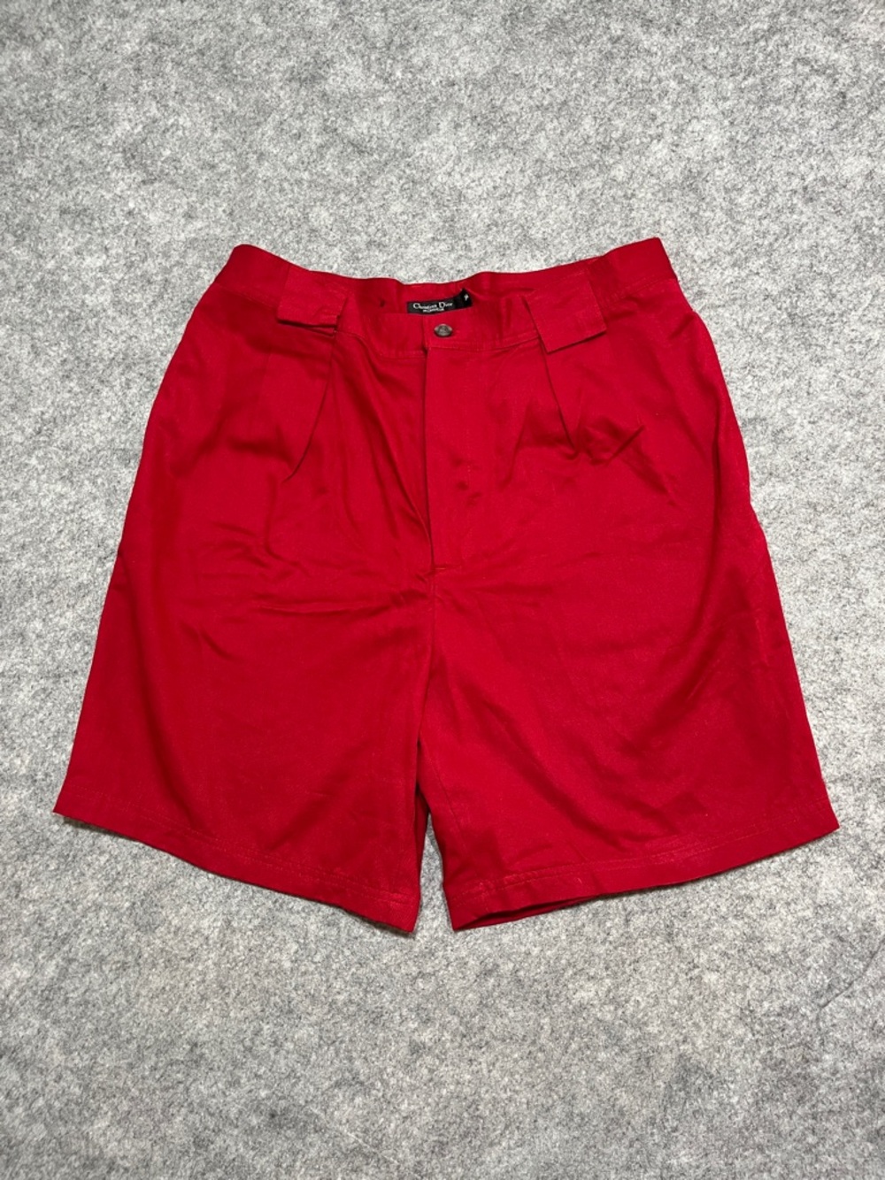 Vintage Christian Dior Men's Red Flat-Front Tailored Shorts